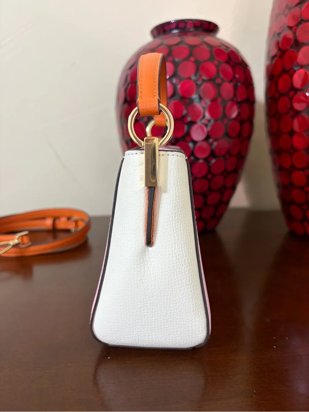 Kate Spade Phoebe Mini Top Handle Crossbody Pink, White and Orange Colorblock - Picture 7 of 16